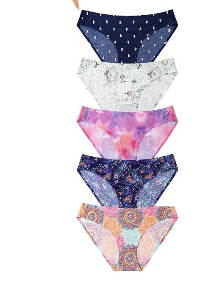 voenxe Women Bikini Underwear,Seamless Breathable Ladies Panties,No Show Comfortable Briefs Undies,Invisible Hipster,5-Pack